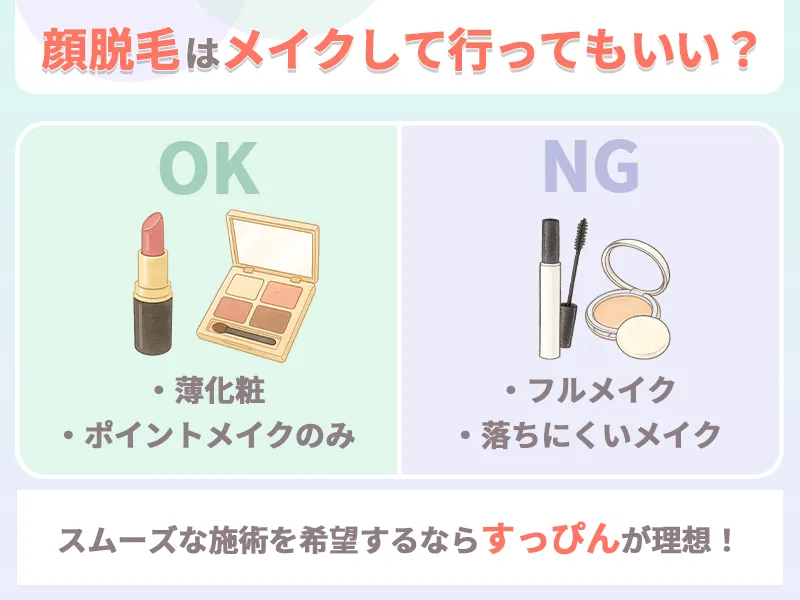 顔脱毛はメイクして行ってもいい？
